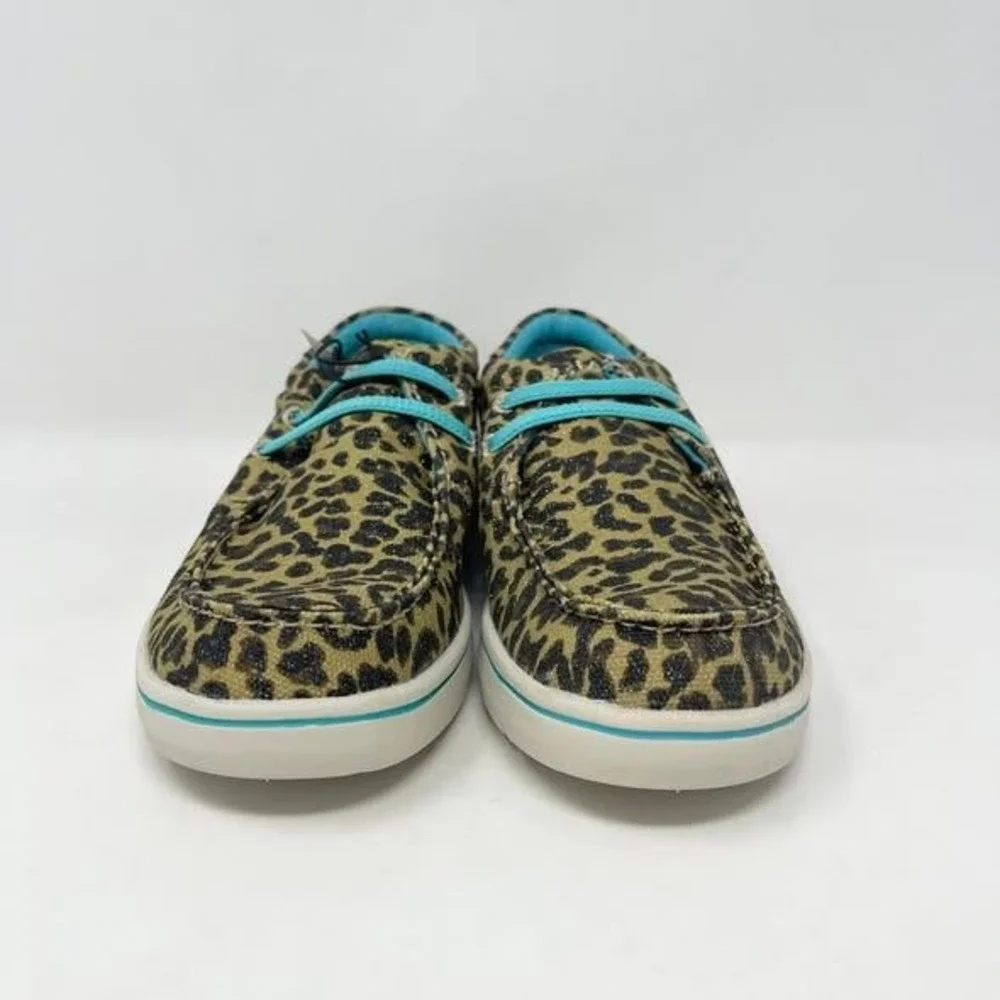 Ariat Hilo Shoes Youth Big Girls 4 Sparkle Leopard‎ Canvas Western Casual Loafer